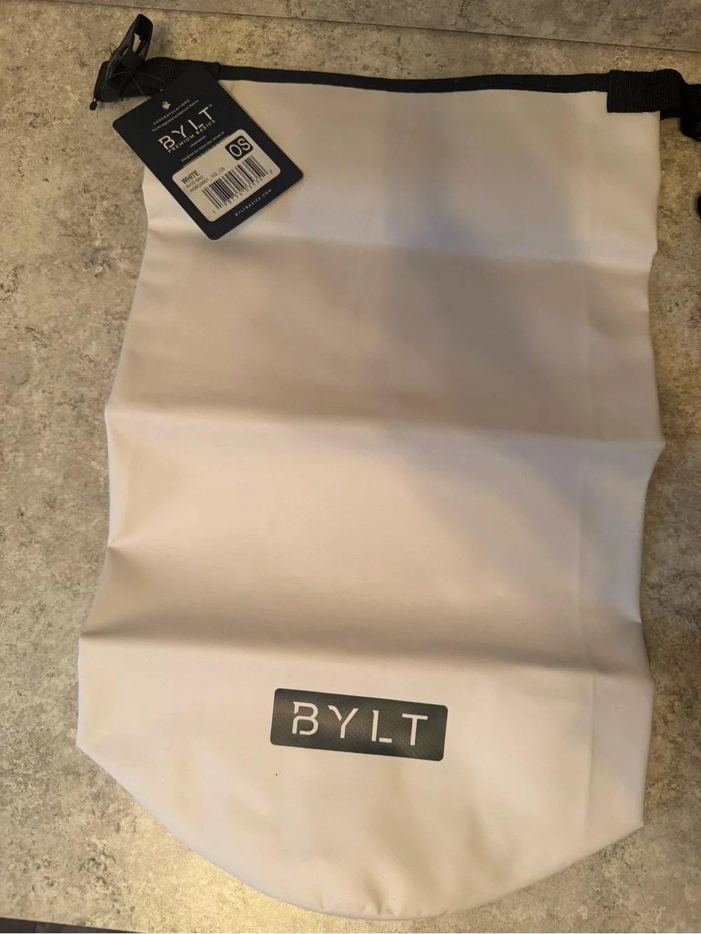 BYLT Basics White Dry Duffel with Black Strap
